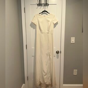 Amsale Harlee White Crepe Dress - NWT - Minimalist Bridal/Bridesmaid